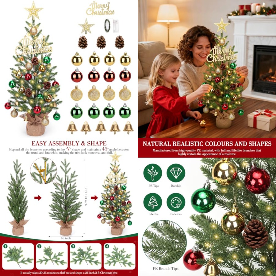 2FT Mini Christmas Tree, Table - đánh giá và giá Christmas Tree Artificial