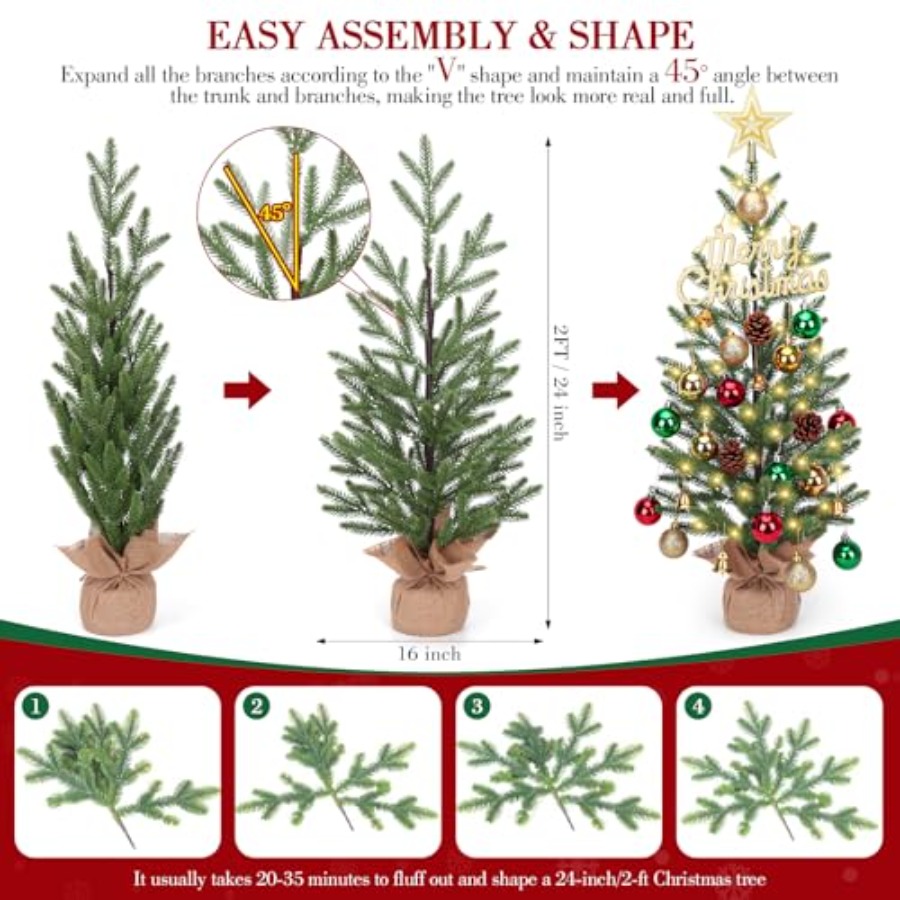 2FT Mini Christmas Tree, Table - đánh giá và giá Christmas Tree Artificial