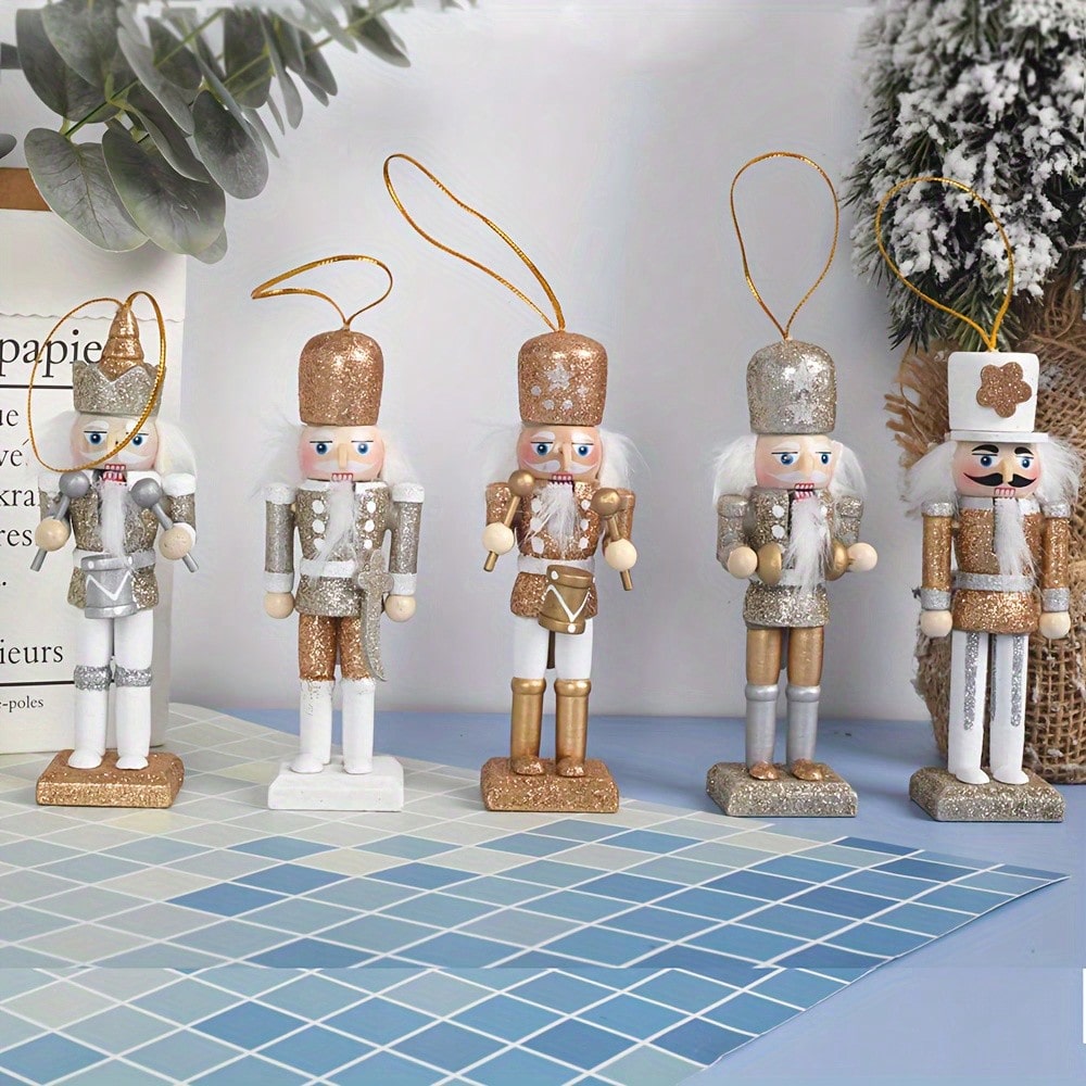 5pcs Champagne Gold Glitter Nu - đánh giá và giá Nutcracker Figurine